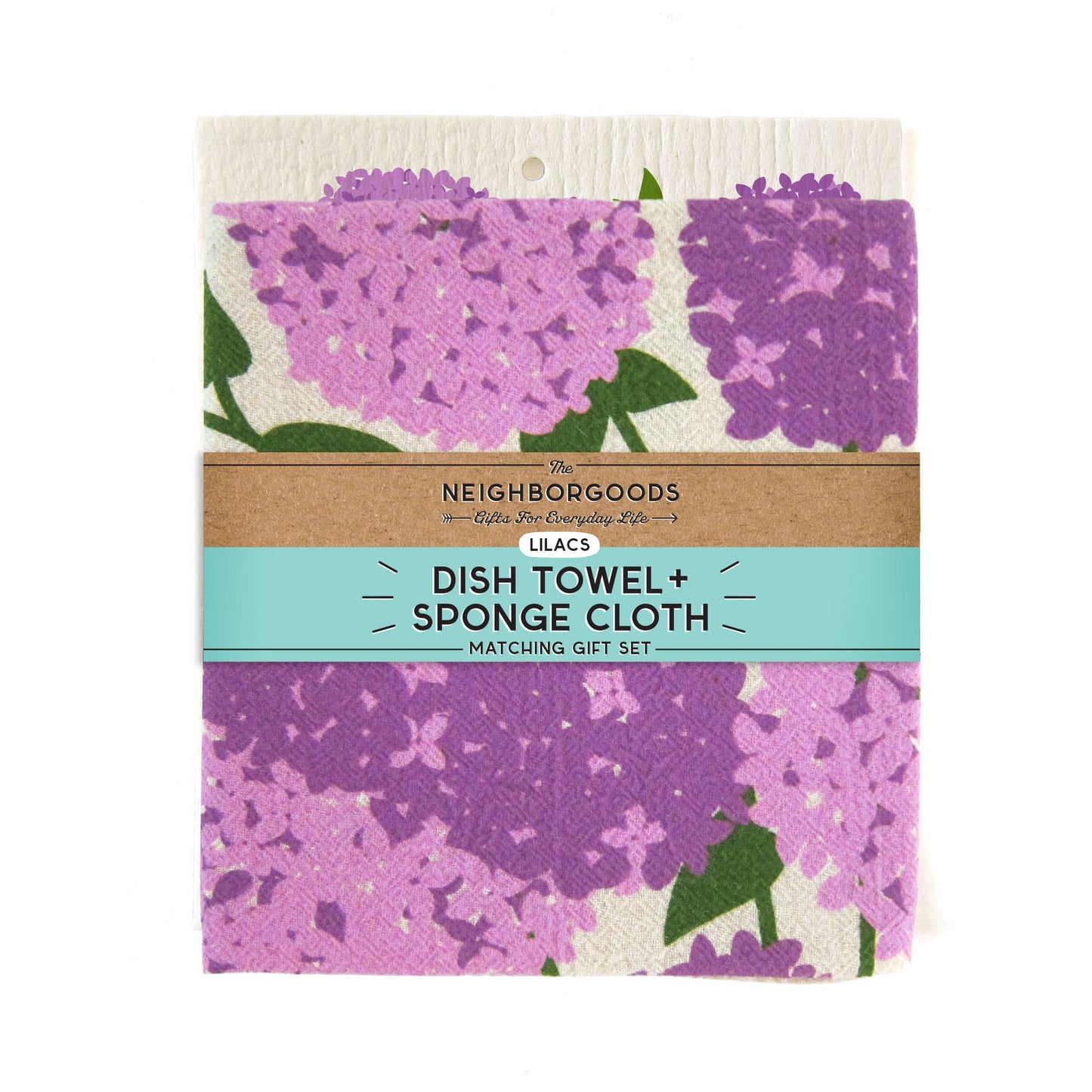 Kitchen Dish Towel + Sponge Set, Lilacs