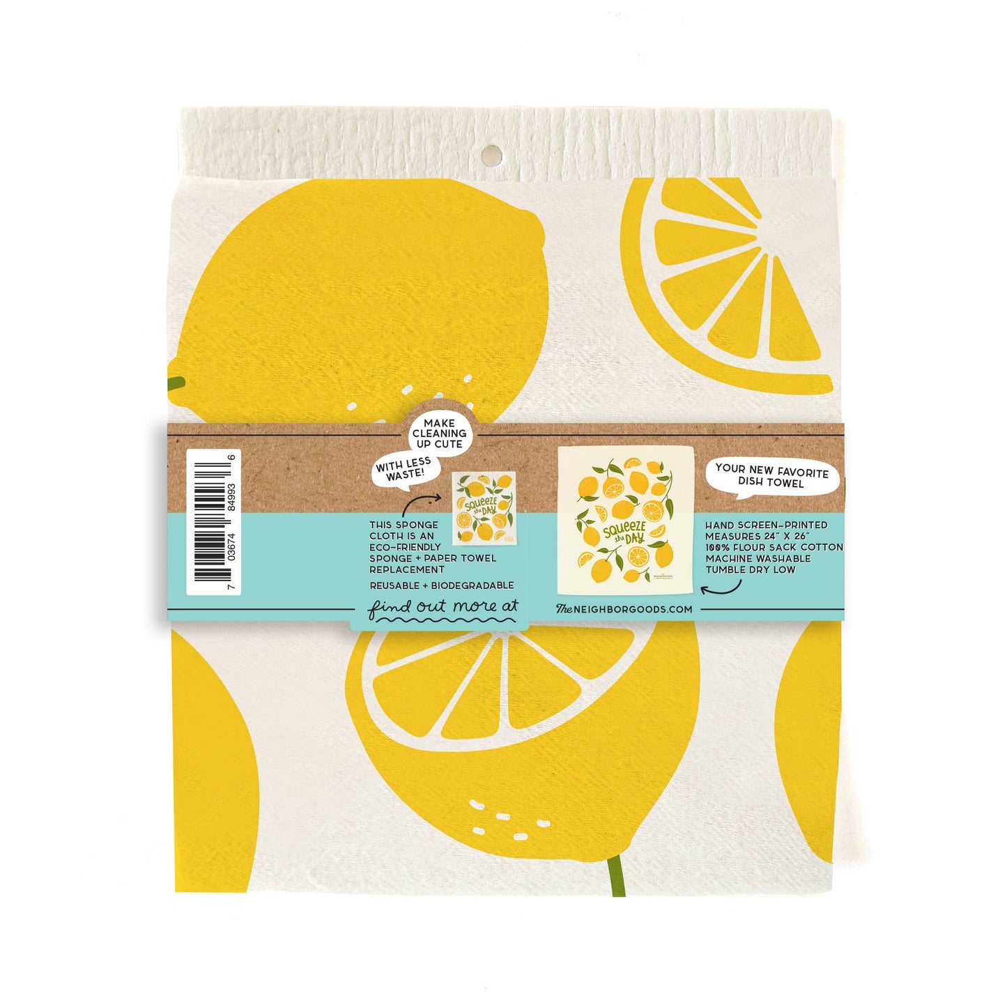 Lemon Dish Towel + Dish Cloth Set