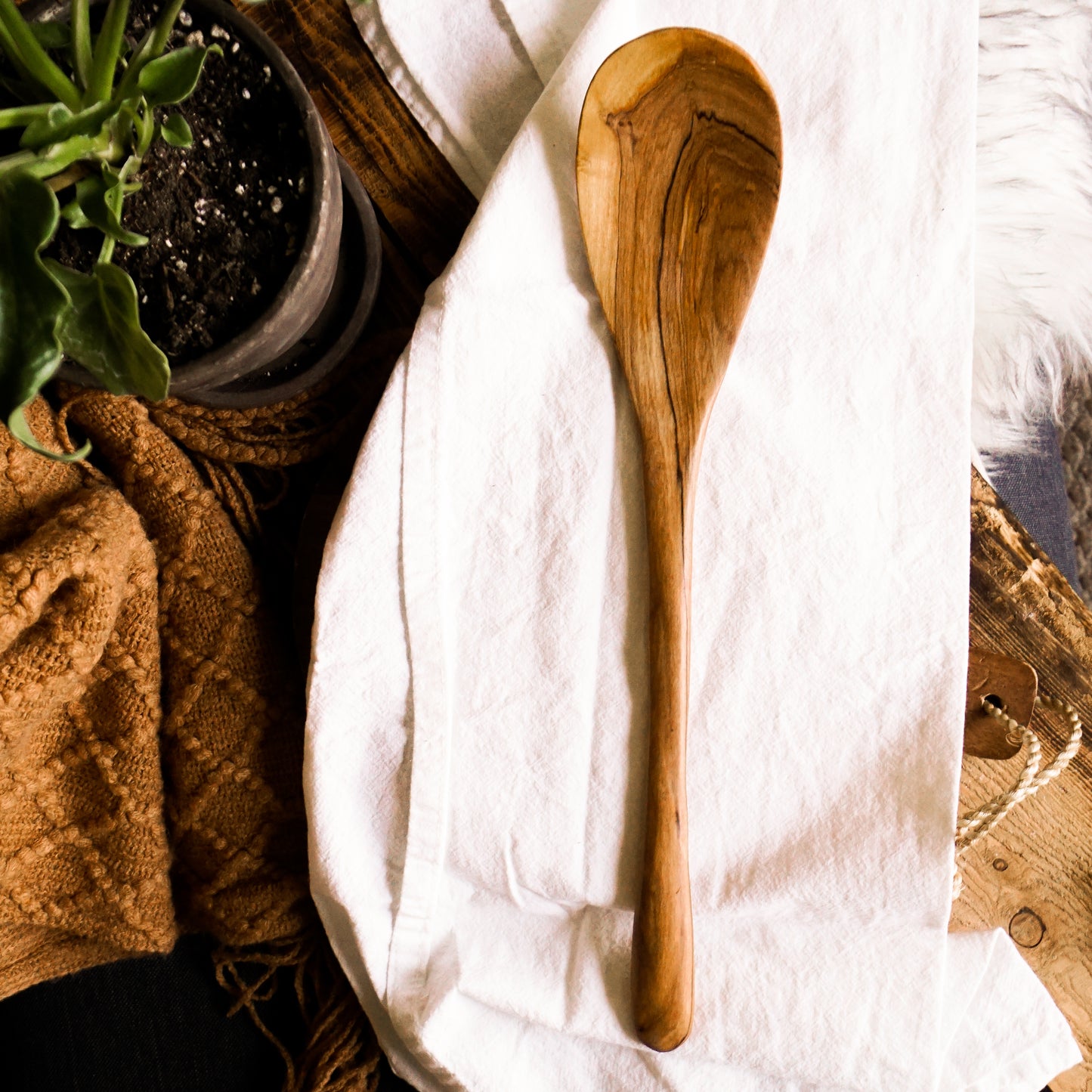 Wild Olive Wood Gratin Serving Spoon