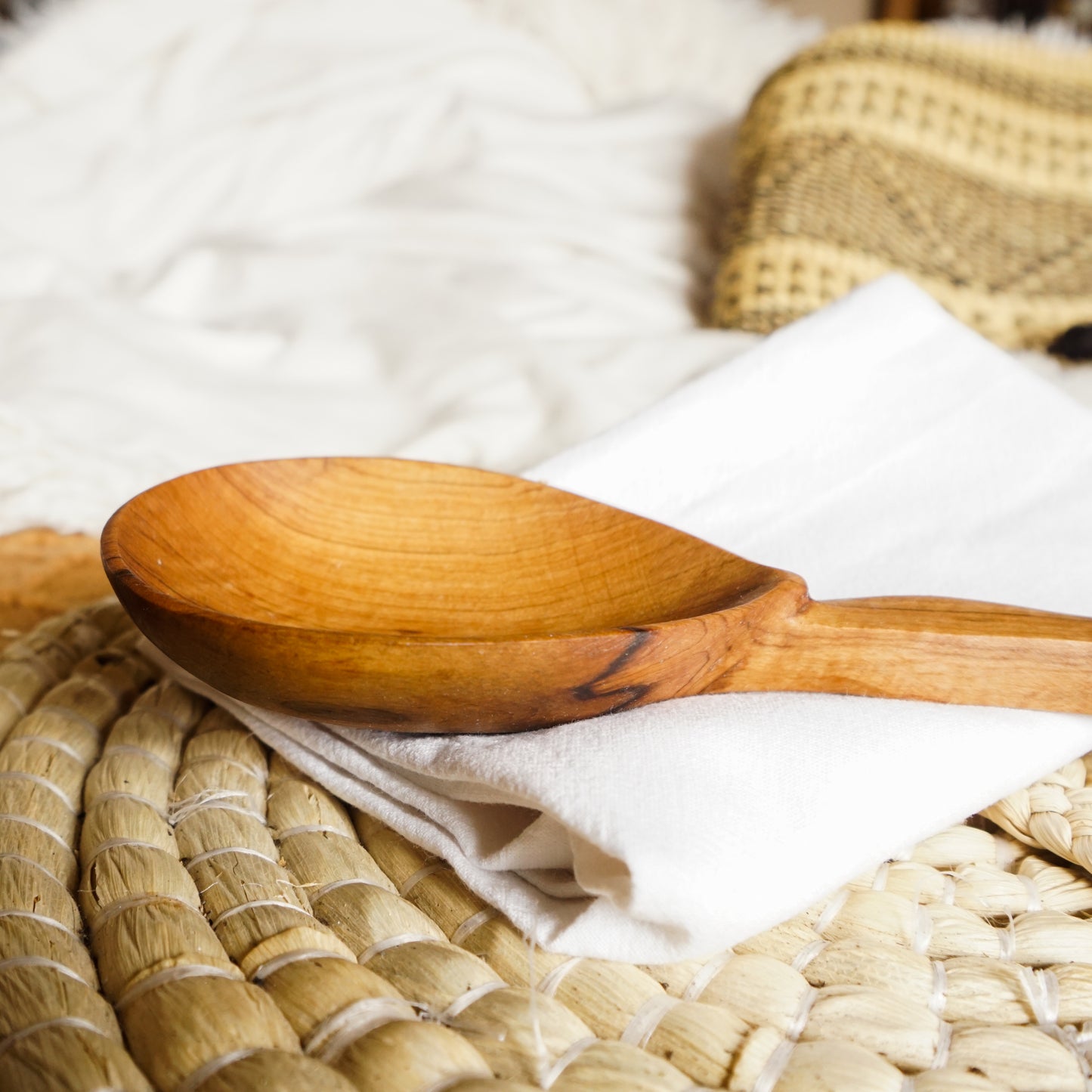 Notched Wild Olive Wood Ladle