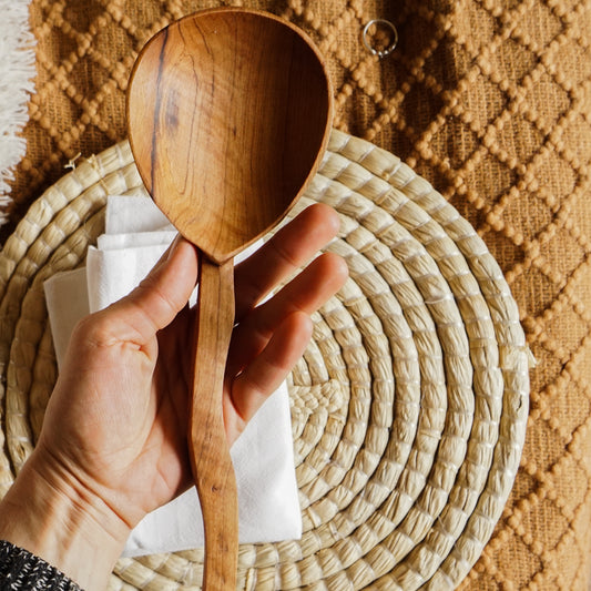 Notched Wild Olive Wood Ladle