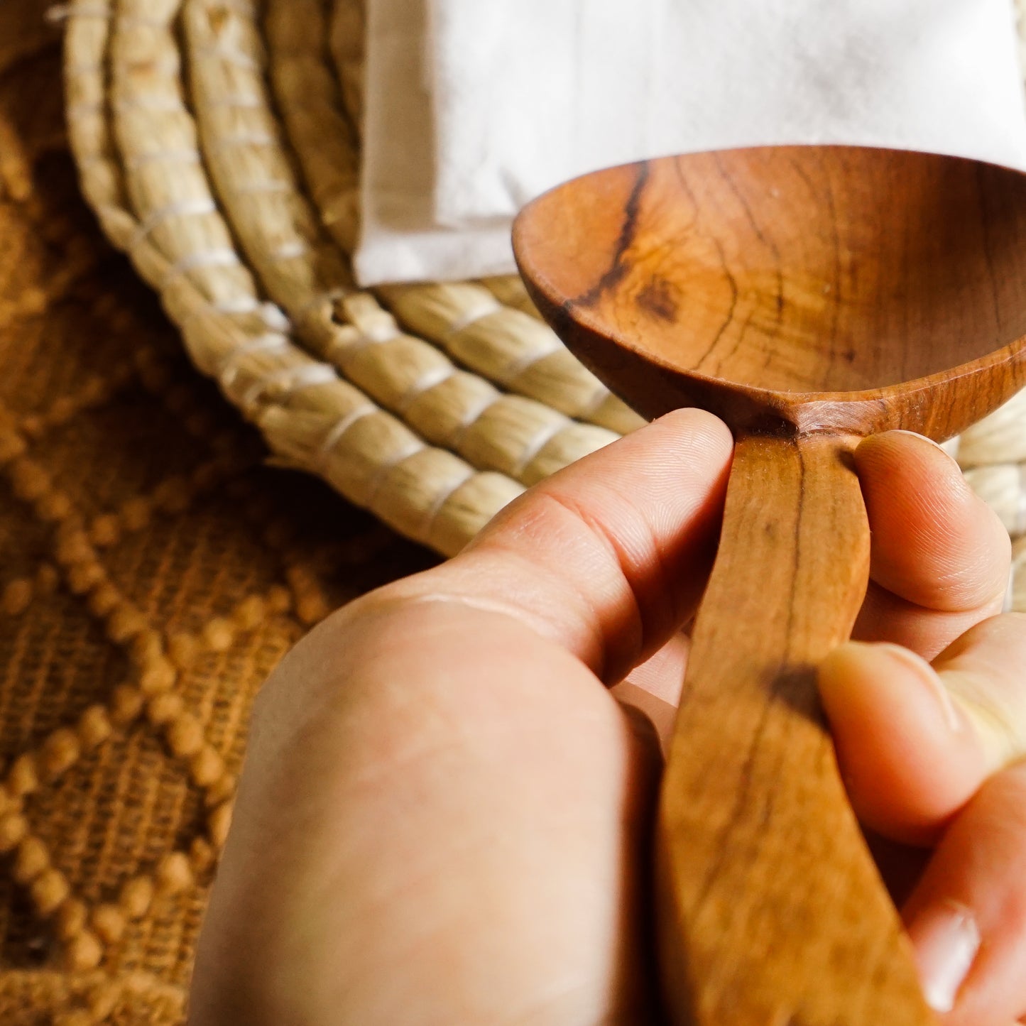 Notched Wild Olive Wood Ladle