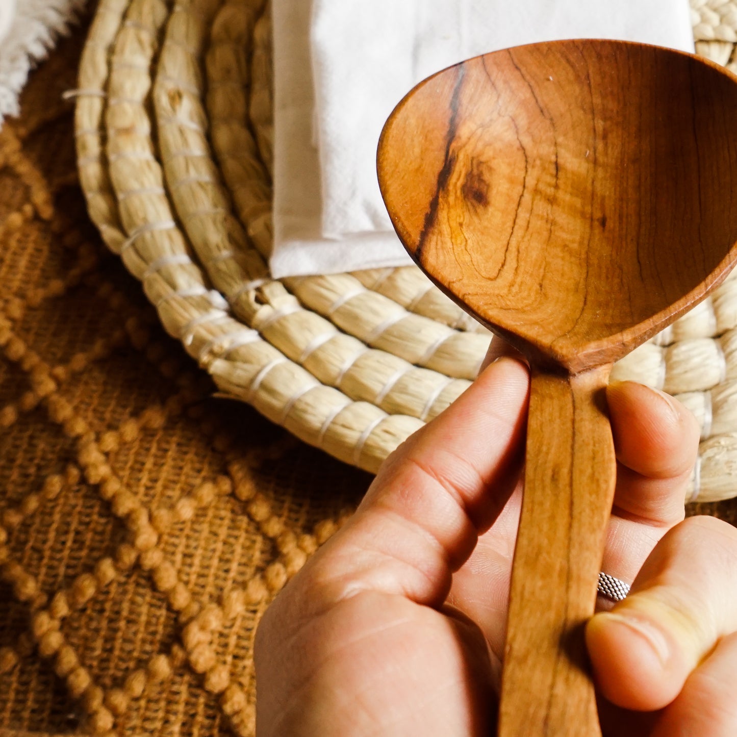 Notched Wild Olive Wood Ladle