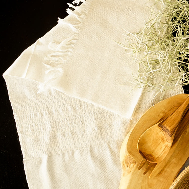Natural Cotton Stripe Woven Table Runner