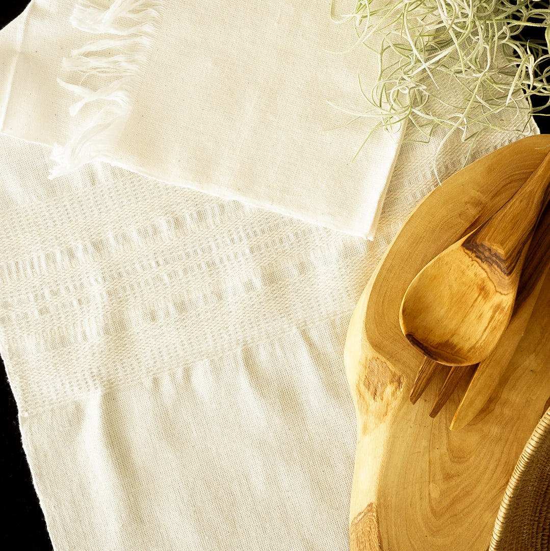 Natural Cotton Stripe Woven Table Runner