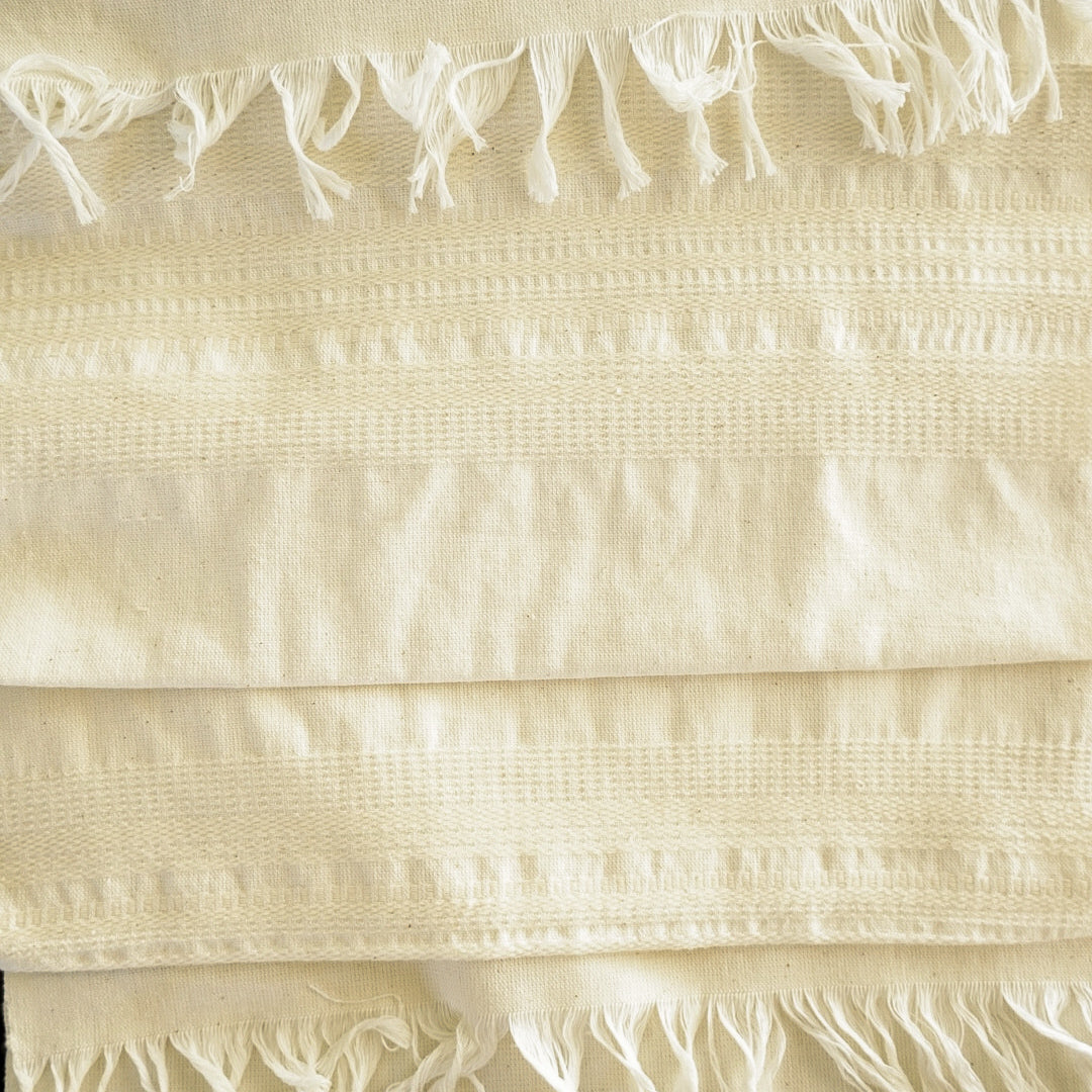 Natural Cotton Stripe Woven Table Runner
