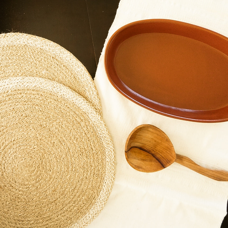 Natural Cotton Stripe Woven Table Runner