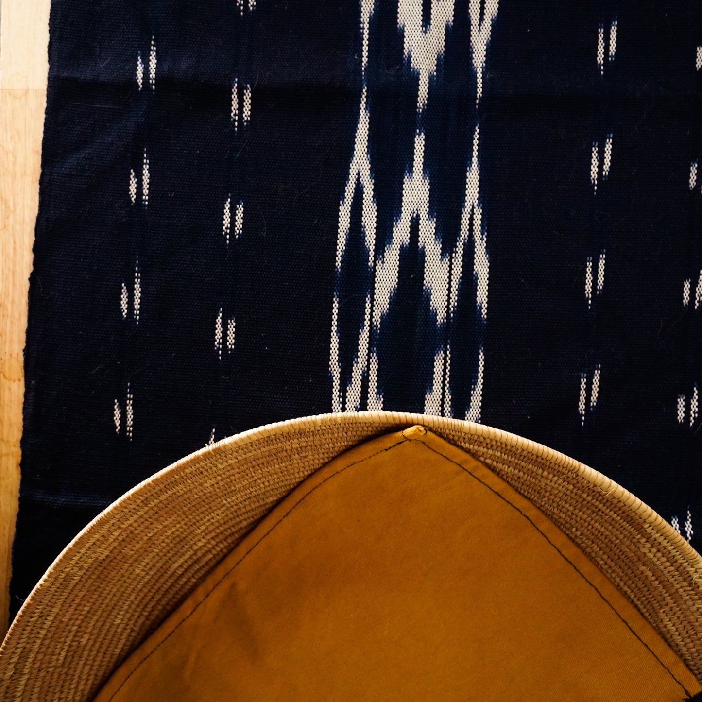 Navy Woven Table Runner with Tassels