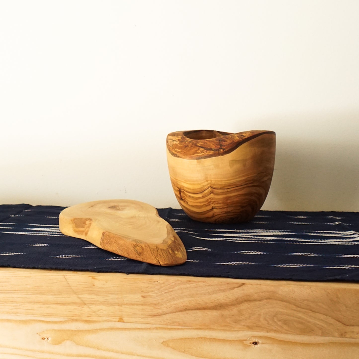 Rustic Tunisian Olive Wood Snack Bowl