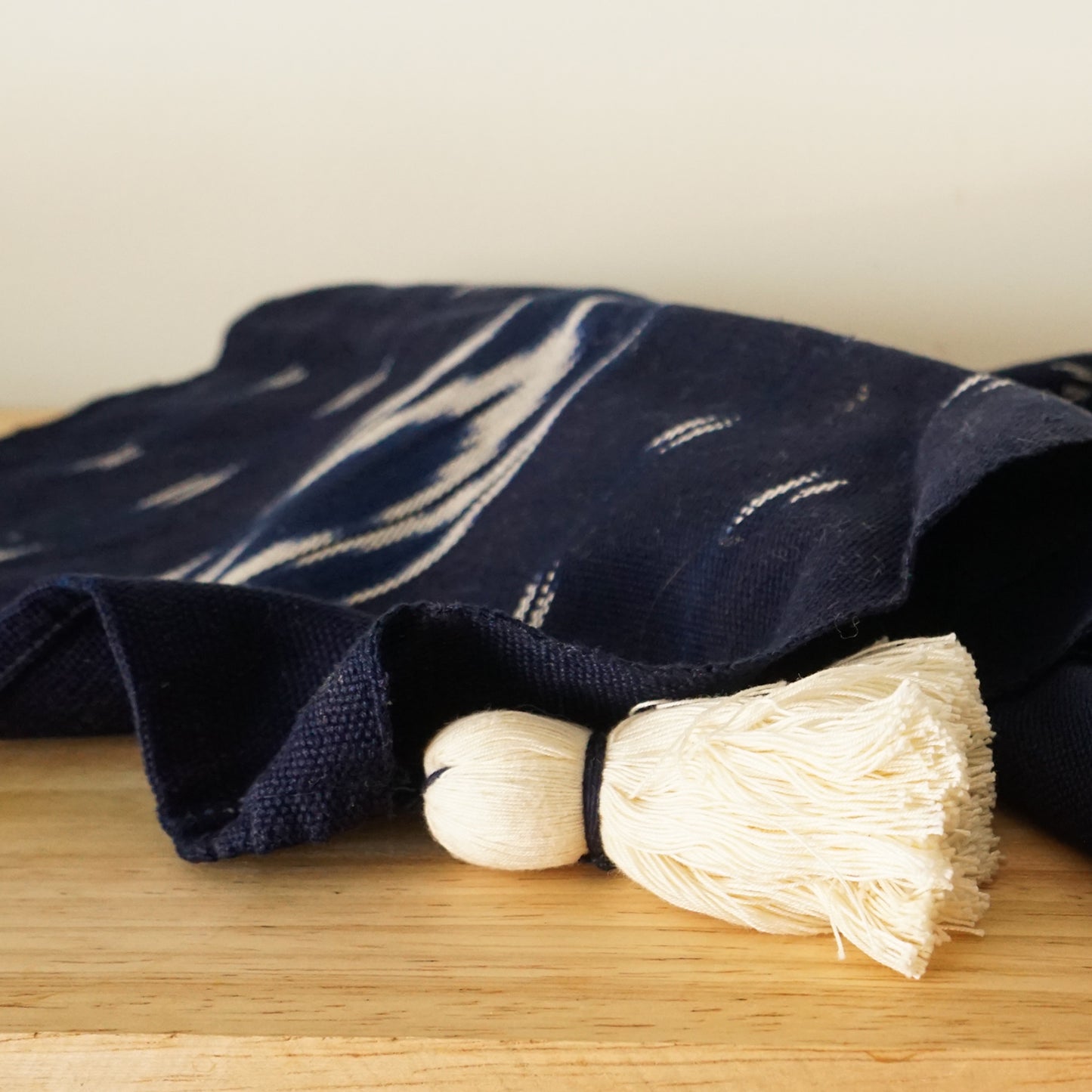 Navy Woven Table Runner with Tassels