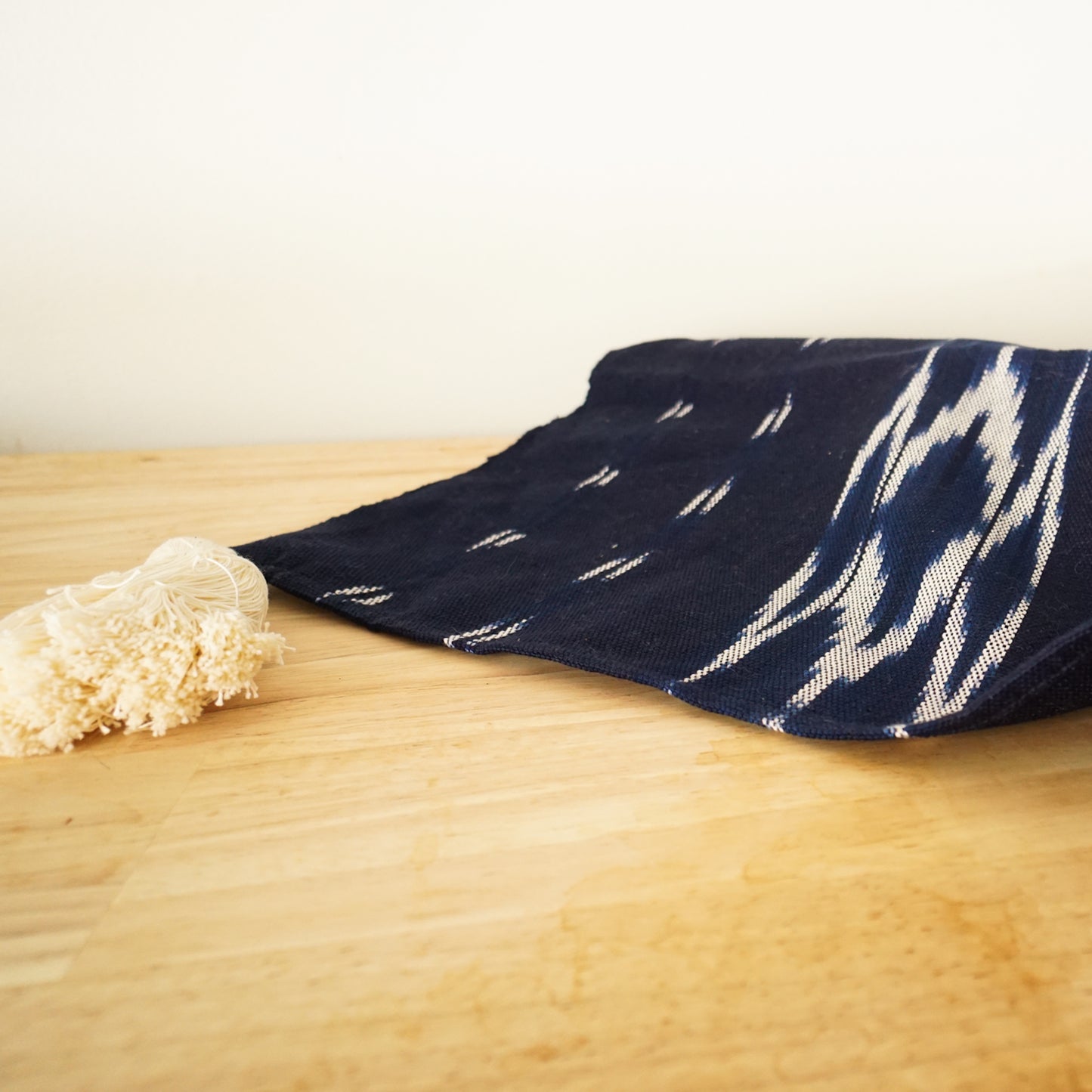 Navy Woven Table Runner with Tassels