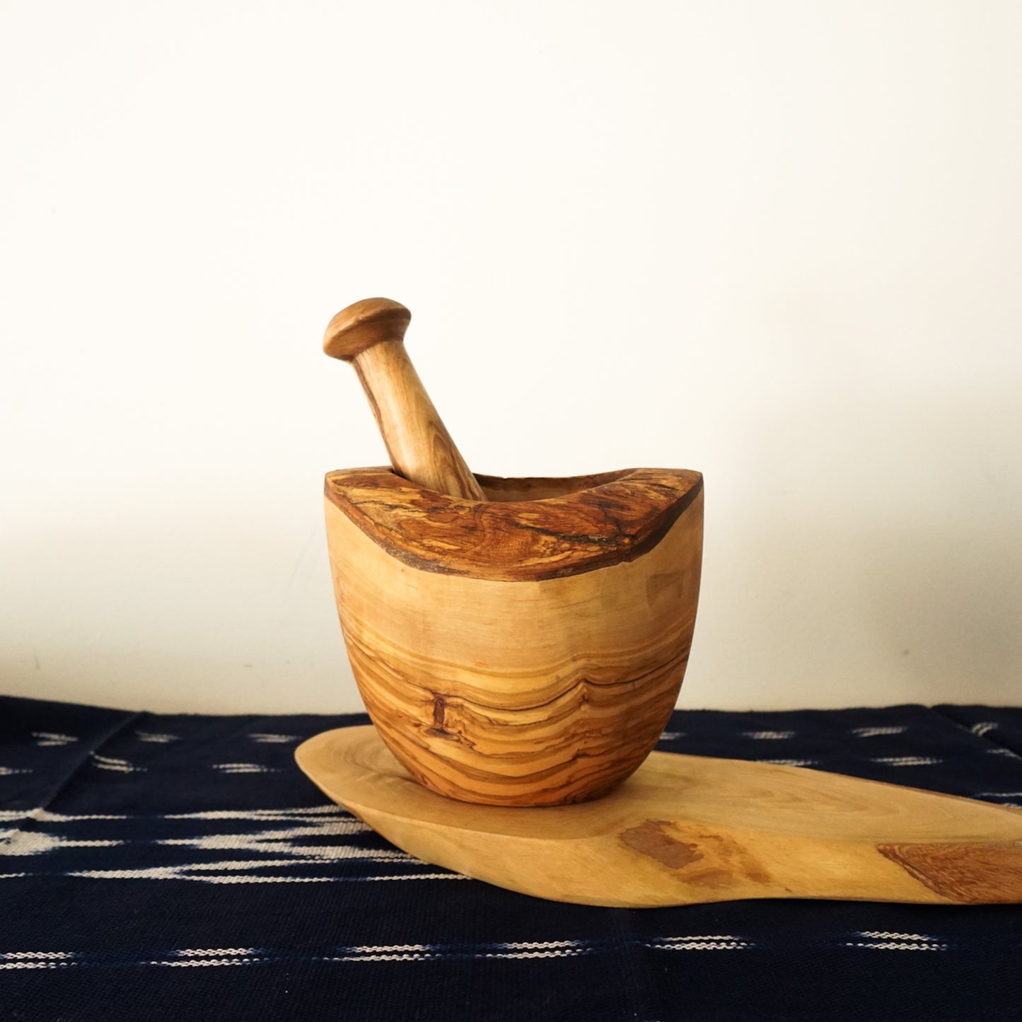 Rustic Edge Tunisian Olive Wood Mortar & Pestle