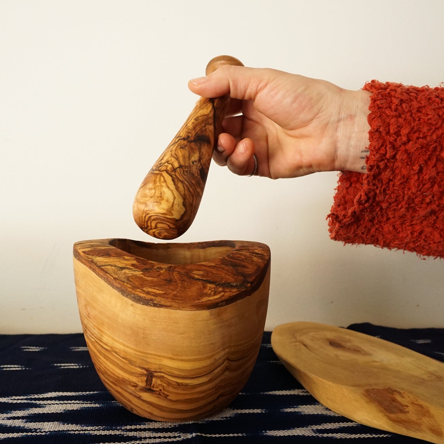 Rustic Edge Tunisian Olive Wood Mortar & Pestle