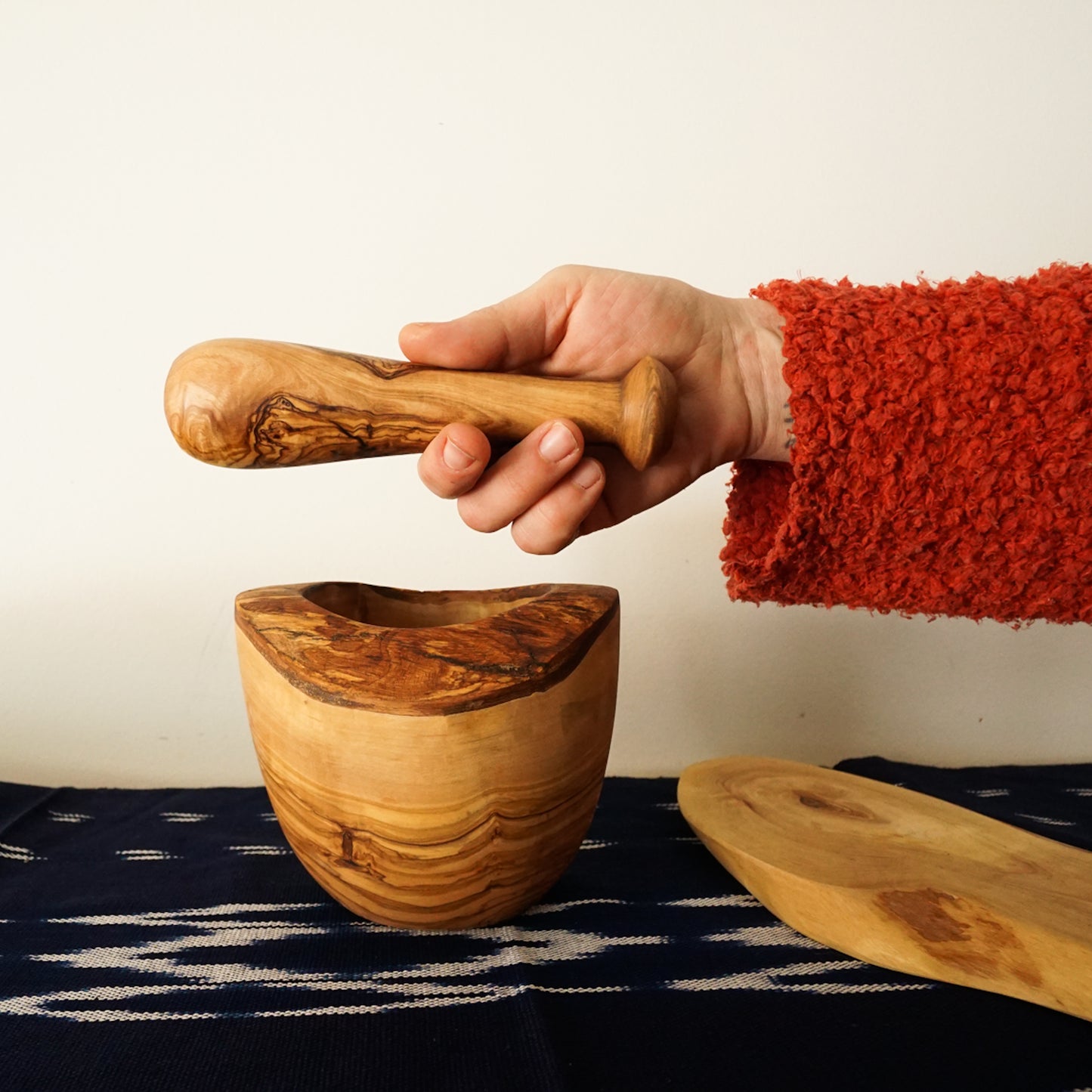 Rustic Edge Tunisian Olive Wood Mortar & Pestle