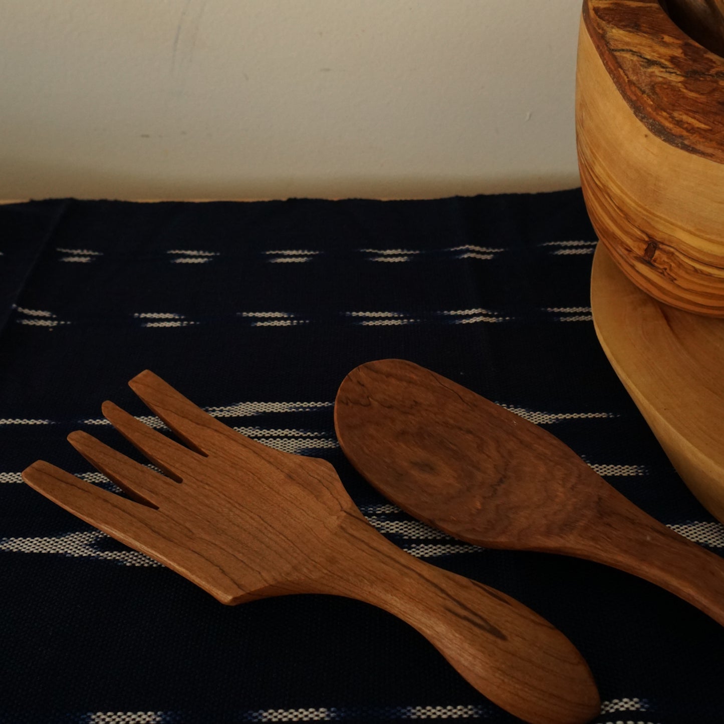 Navy Woven Table Runner with Tassels