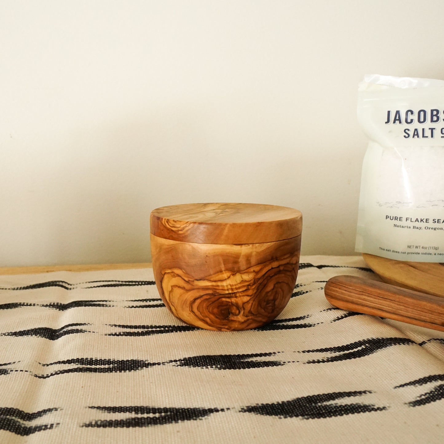 White Woven Table Runner with Black Tassels