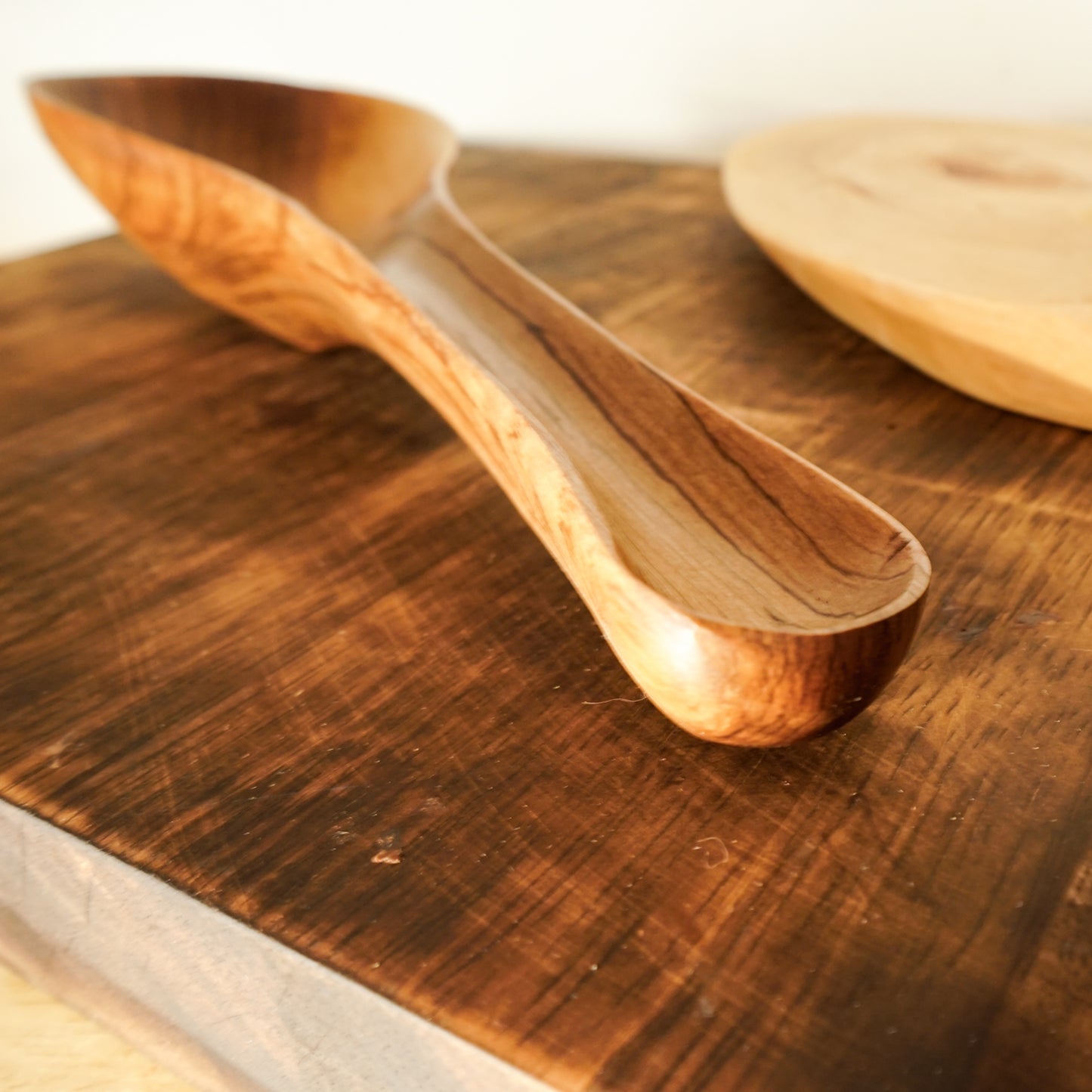 Grooved Handle Olive Wood Spoon