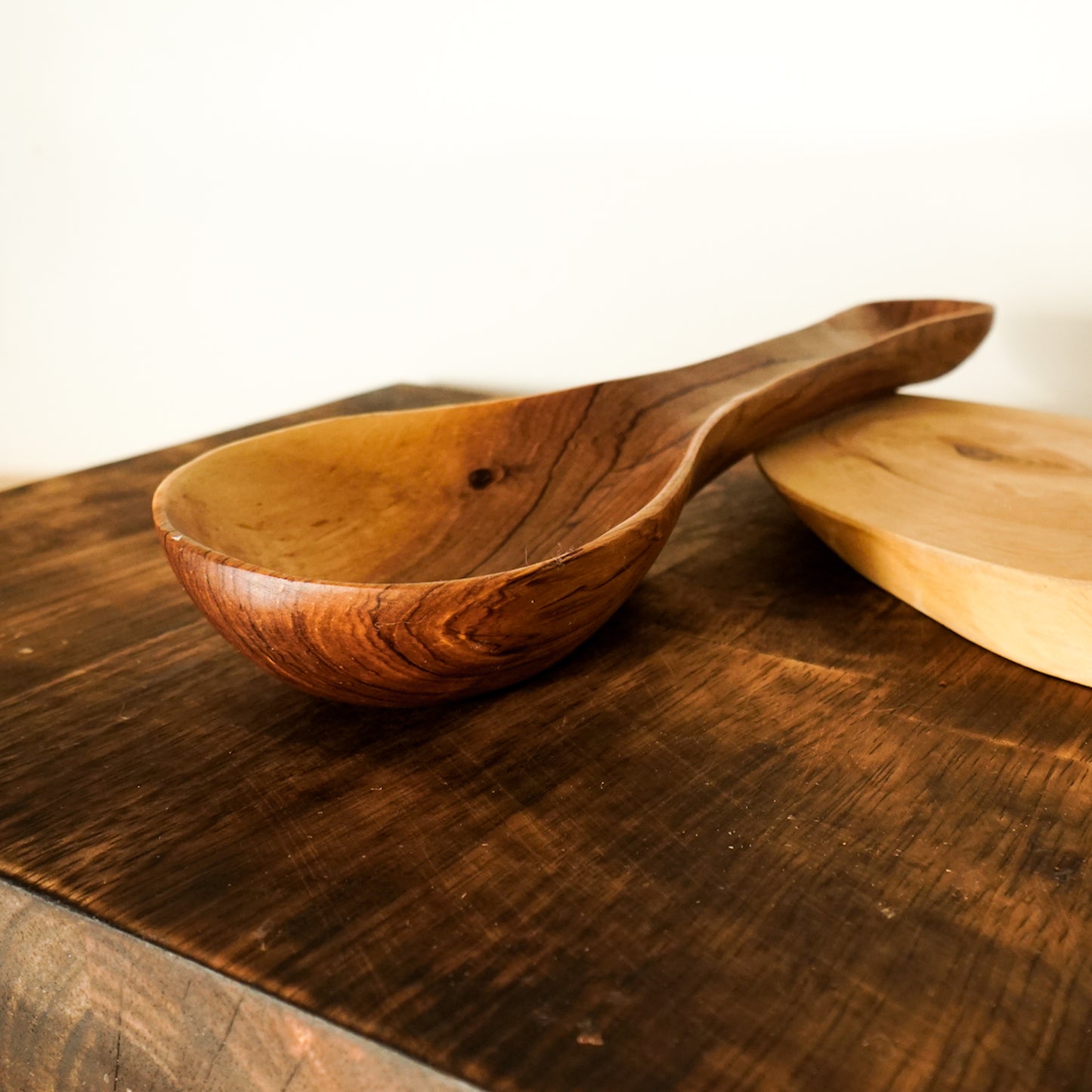 Grooved Handle Olive Wood Spoon
