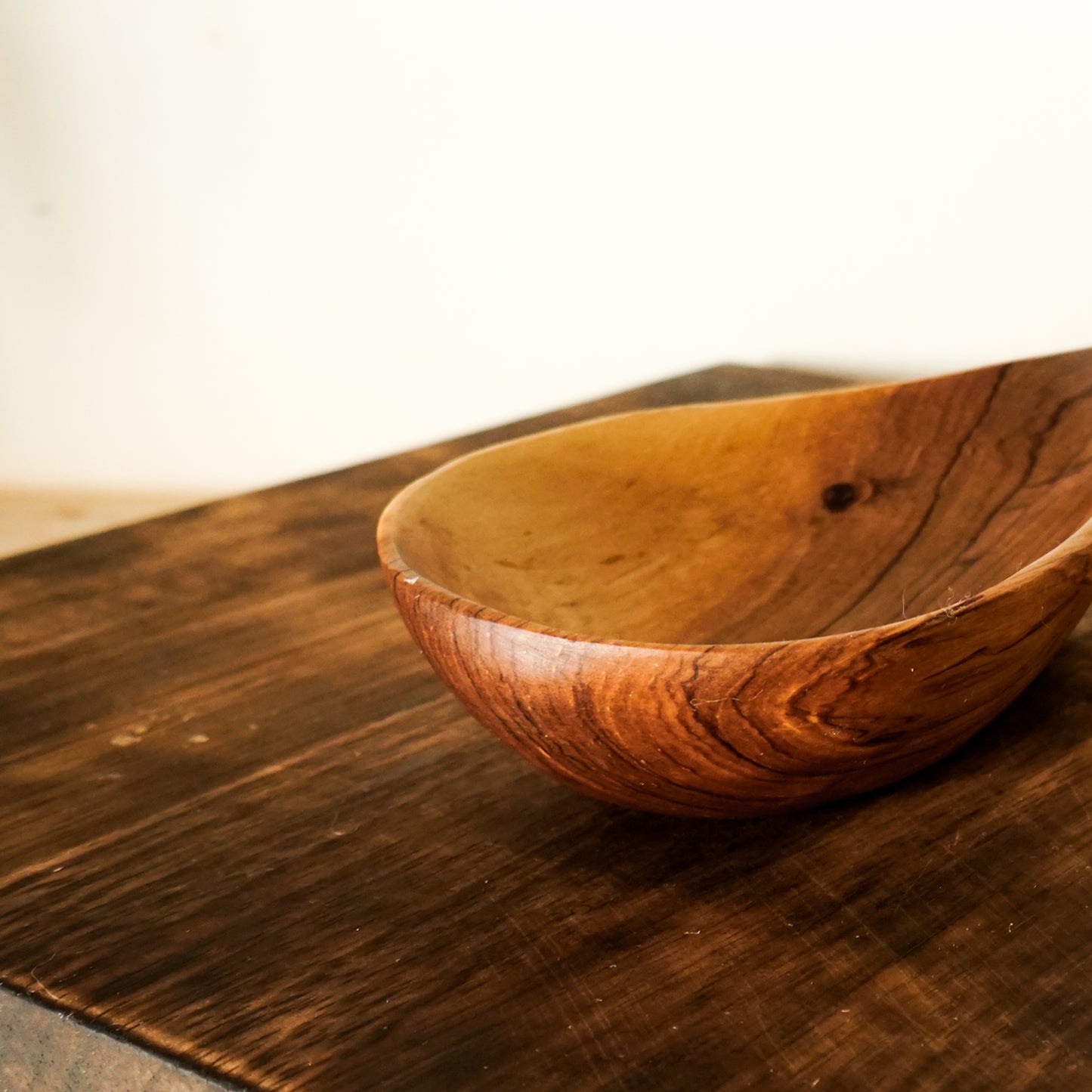 Grooved Handle Olive Wood Spoon