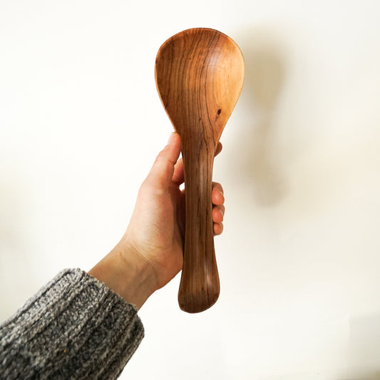 Grooved Handle Olive Wood Spoon