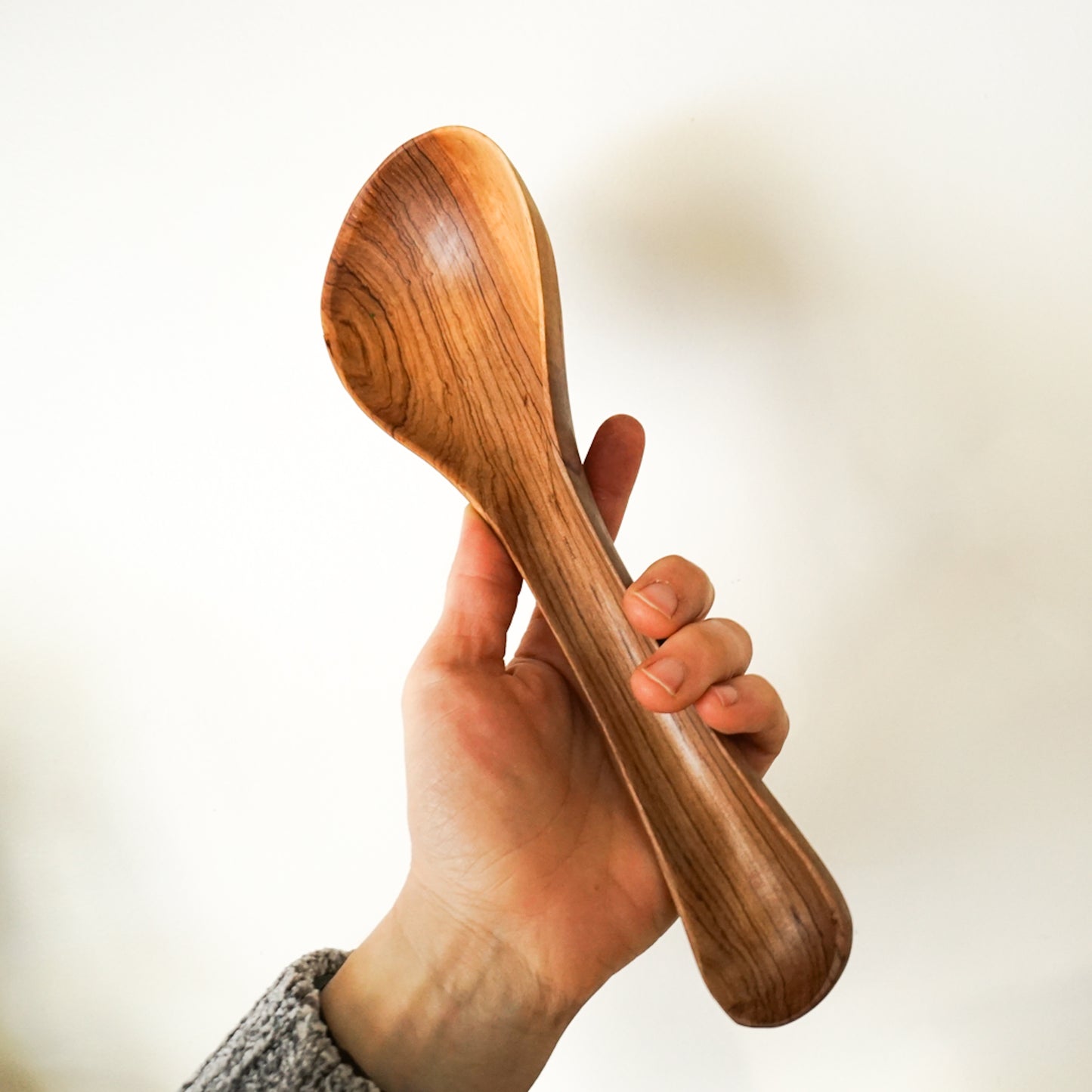 Grooved Handle Olive Wood Spoon