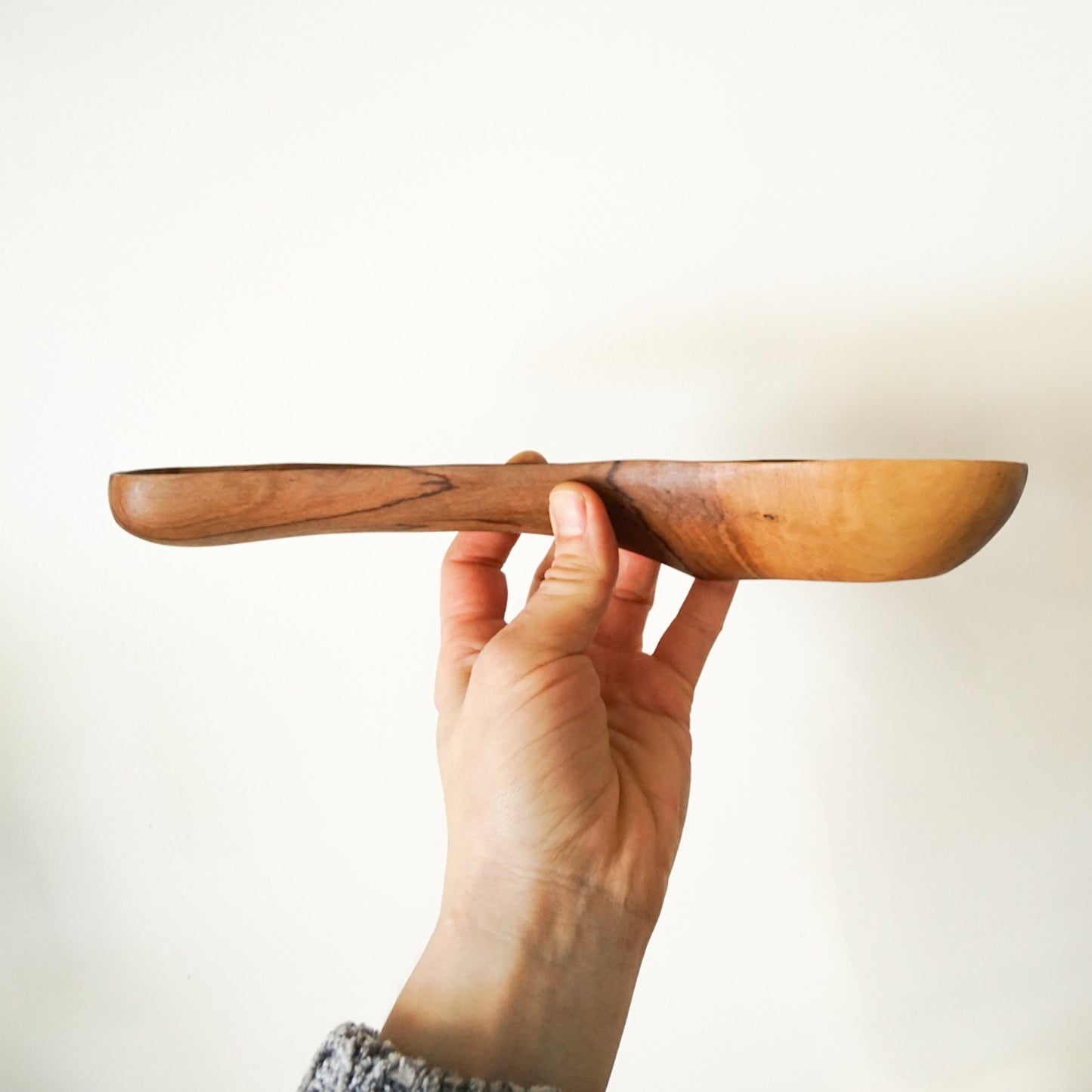Grooved Handle Olive Wood Spoon