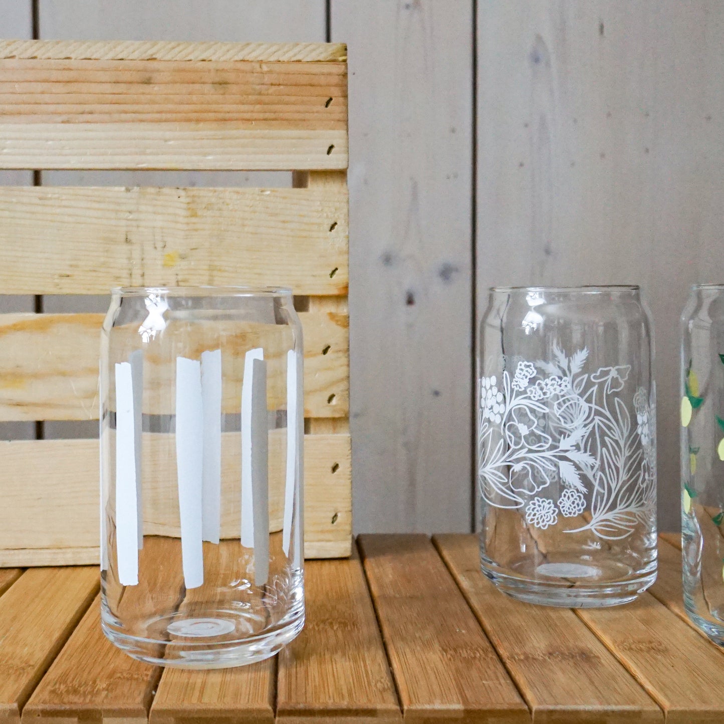 Soda Can Shaped Glass, White Stripes