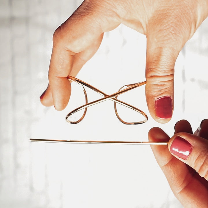 Minimal Wire Bun Cuff with Hair Stick