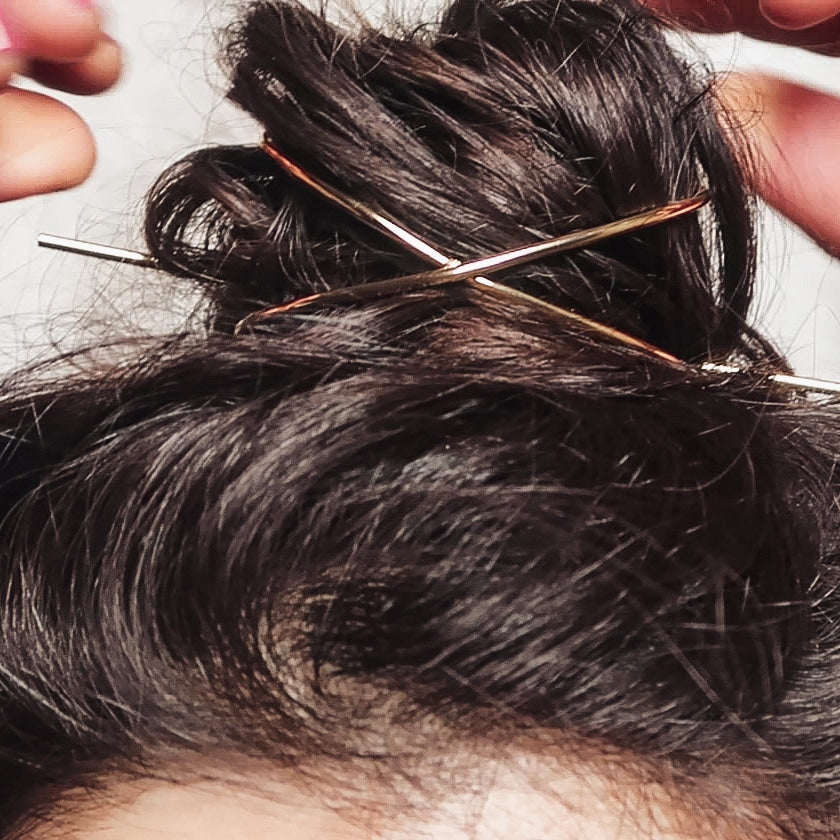 Minimal Wire Bun Cuff with Hair Stick