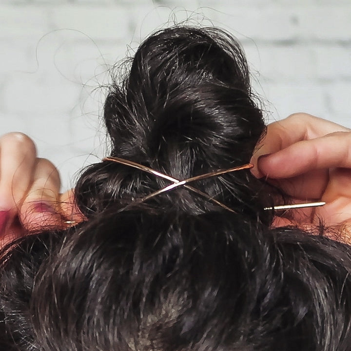 Minimal Wire Bun Cuff with Hair Stick