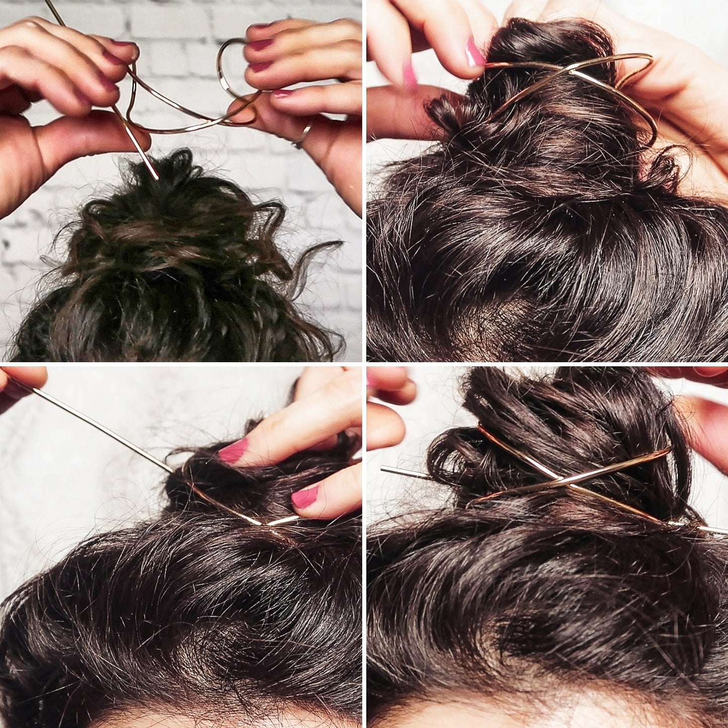 Minimal Wire Bun Cuff with Hair Stick
