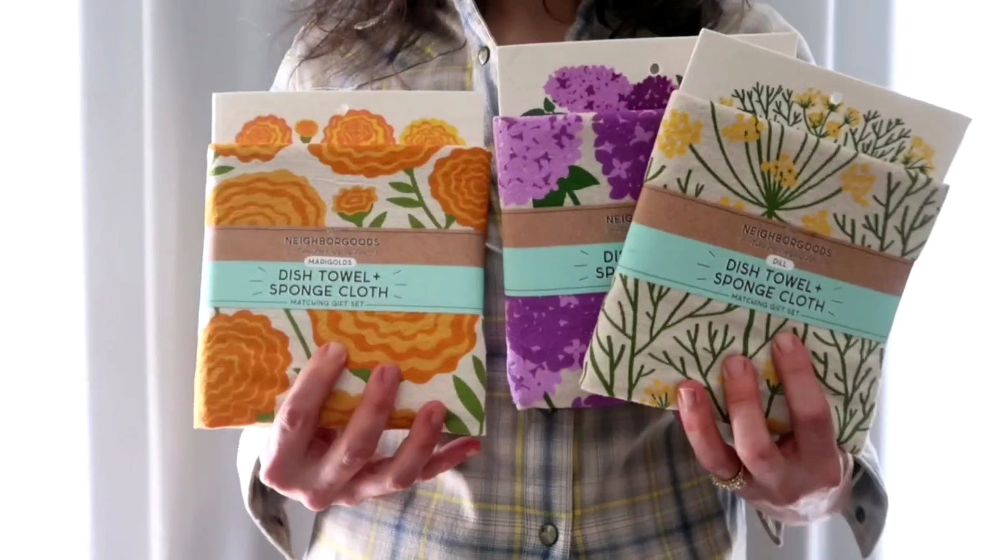 Cooking Herbs Dish Towel + Dishcloth Set, Dill
