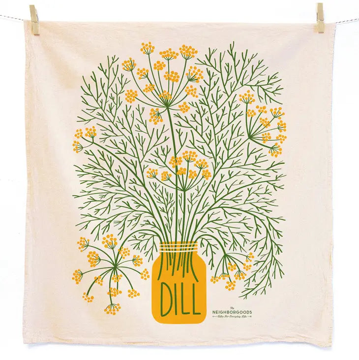 Cooking Herbs Dish Towel + Dishcloth Set, Dill