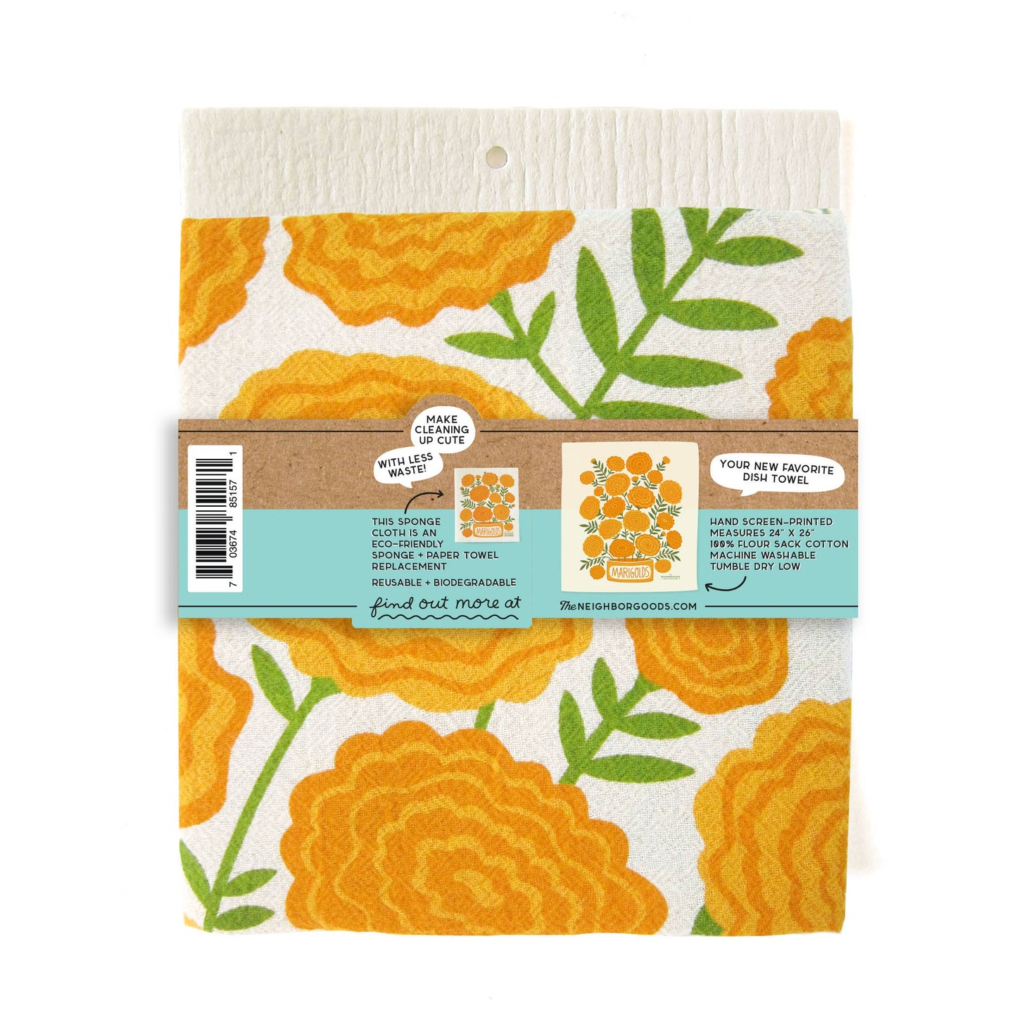 Marigold Dish Towel + Kitchen Sponge Set