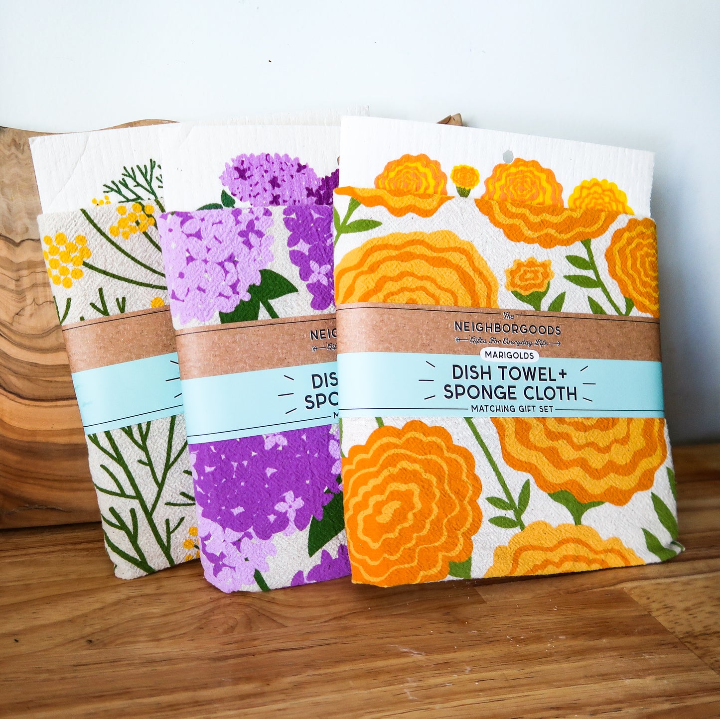 Marigold Dish Towel + Kitchen Sponge Set