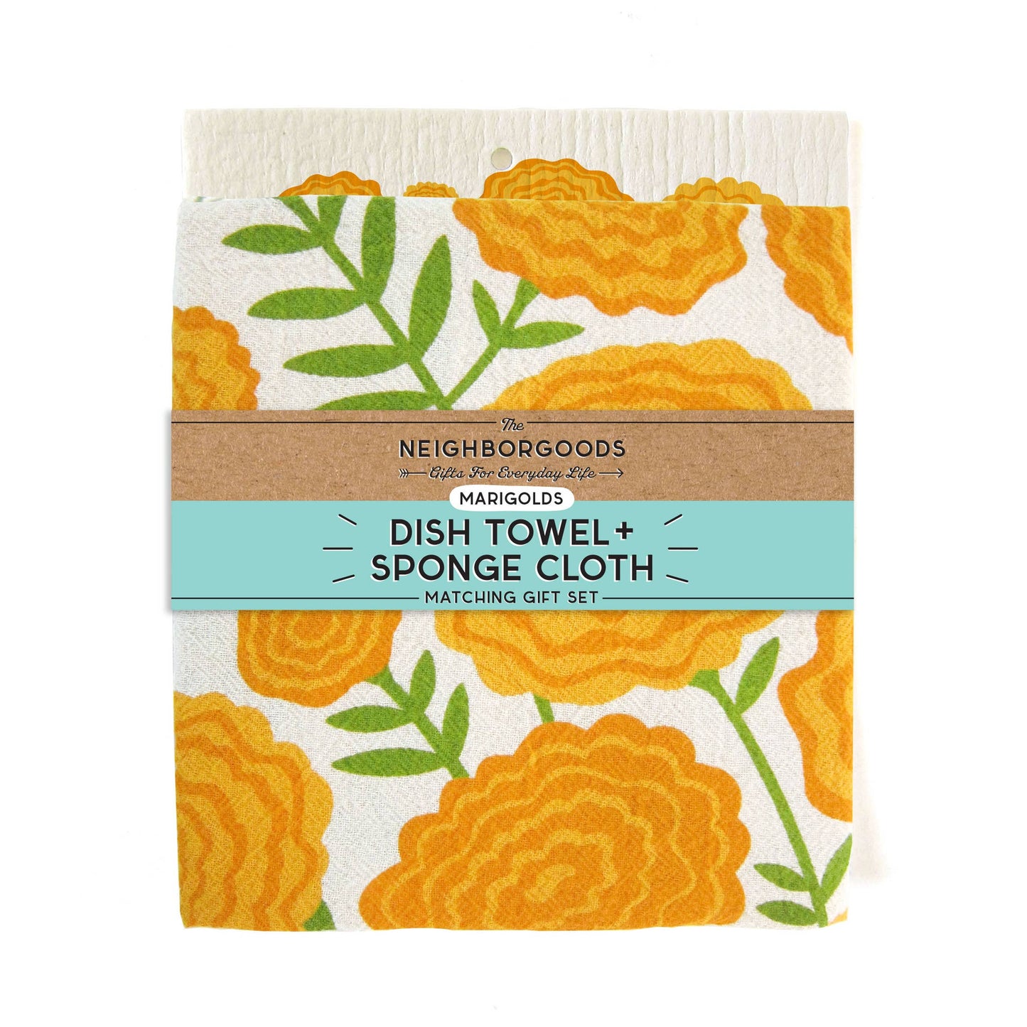 Marigold Dish Towel + Kitchen Sponge Set