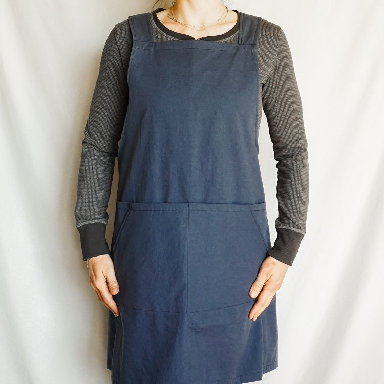 Cross Back Cotton Apron - Mid Length