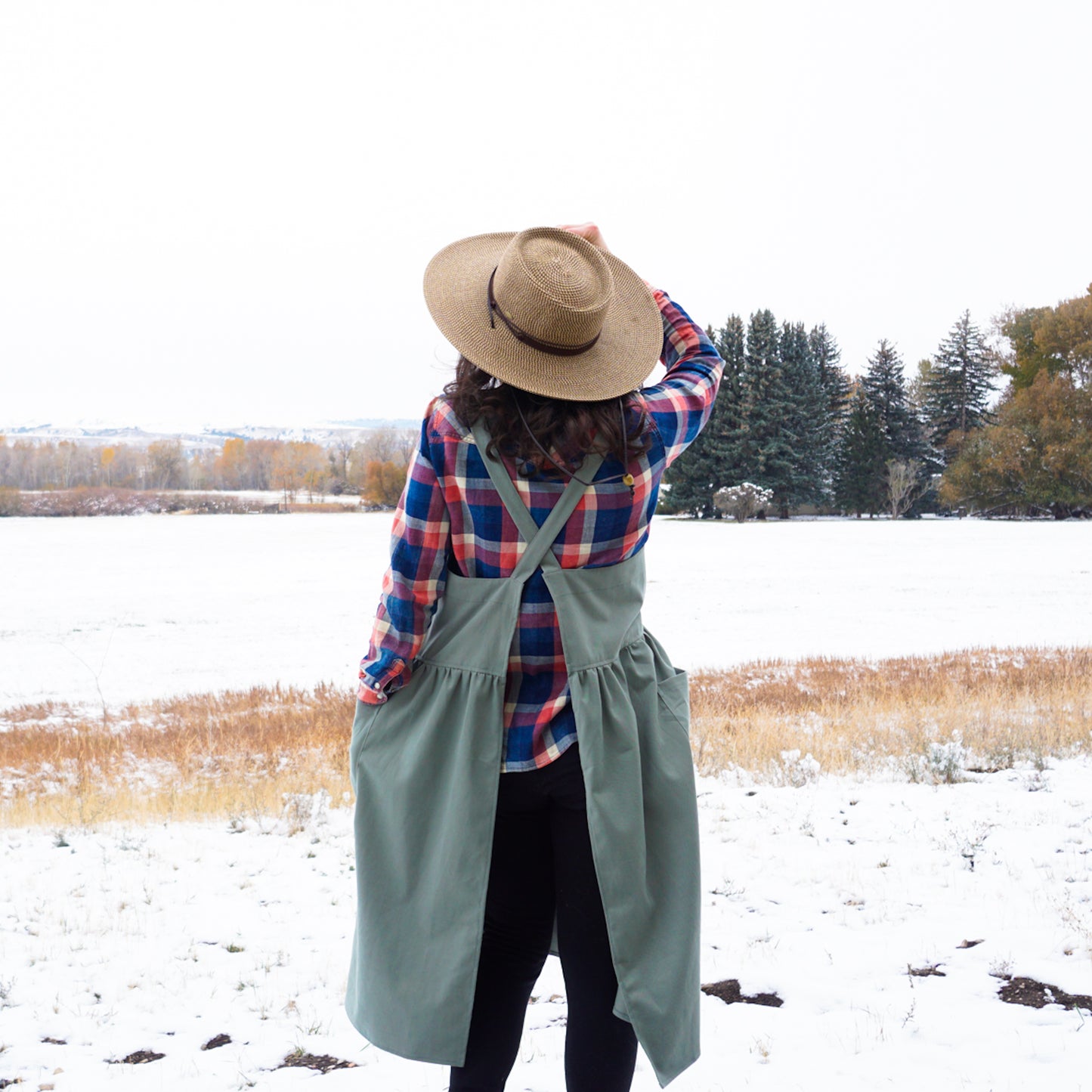 Cross Back Cotton Apron - Long Dress