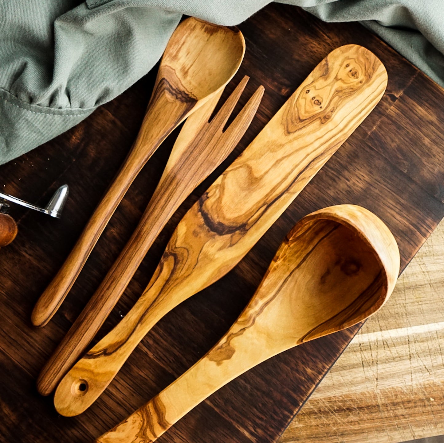 Carved Tunisian Olive Wood Spurtle