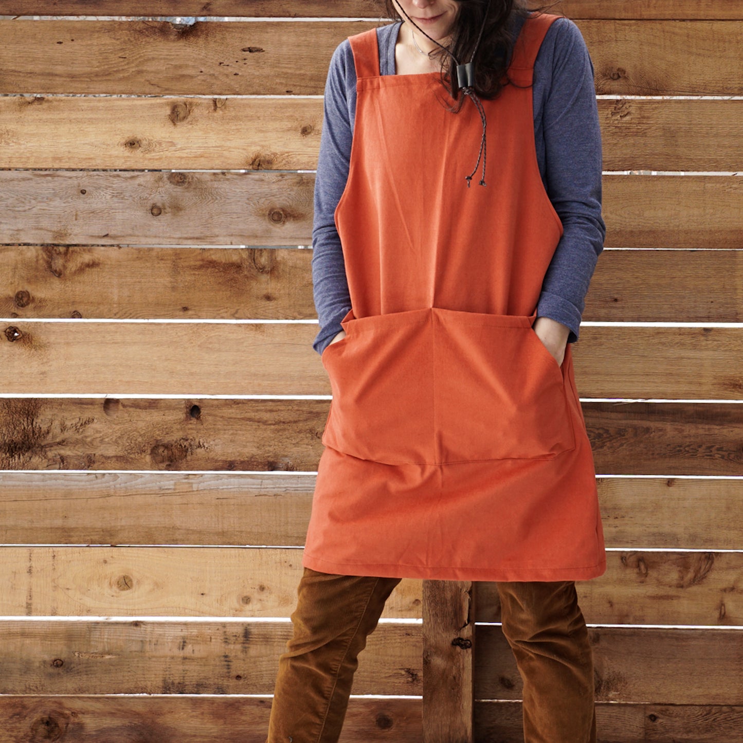 Cross Back Cotton Apron - Mid Length