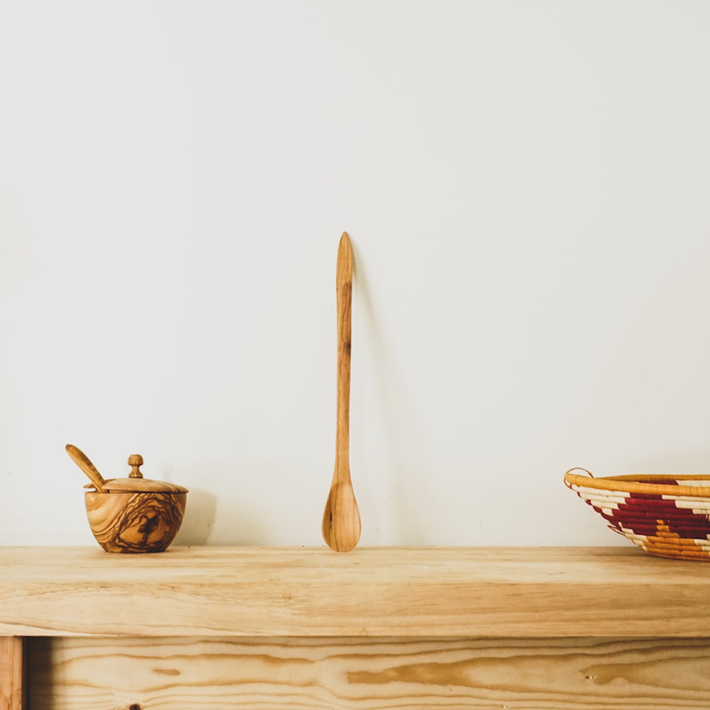 Tunisian Olive Wood Sugar Bowl and Scoop