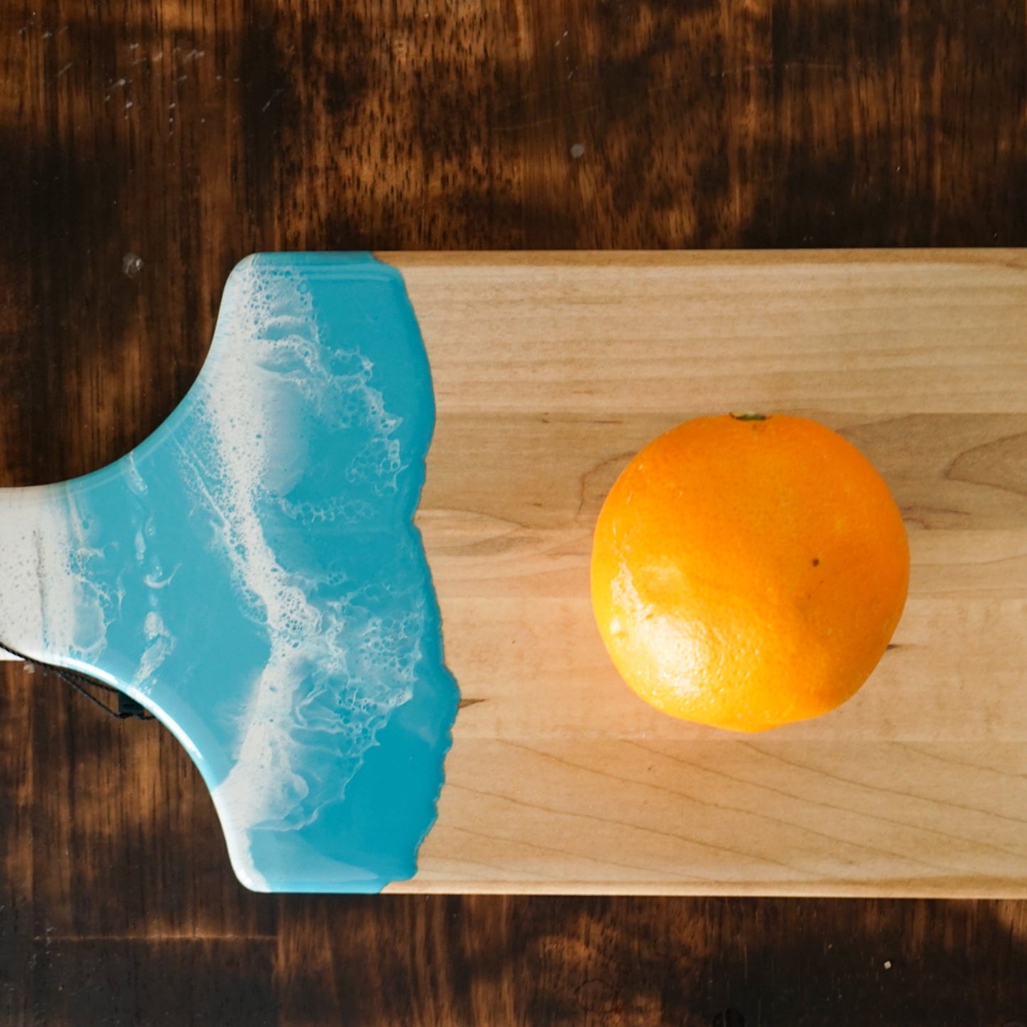 Ocean Blue Resin and Wood Serving Board