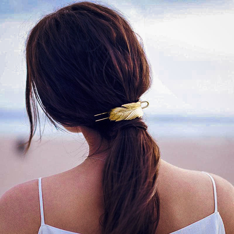 Feather Bun Cuff with Hair Stick