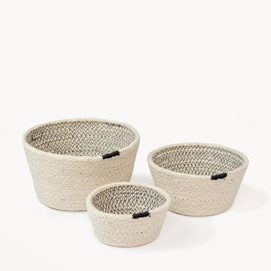 White Jute Nesting Basket Set of 3