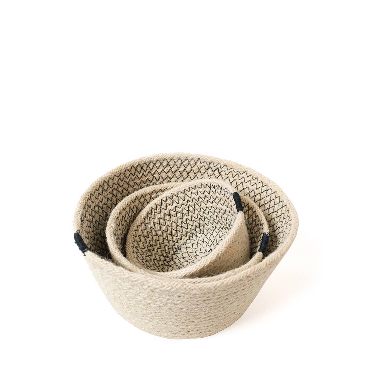 White Jute Nesting Basket Set of 3