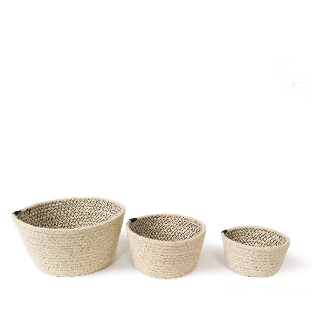 White Jute Nesting Basket Set of 3