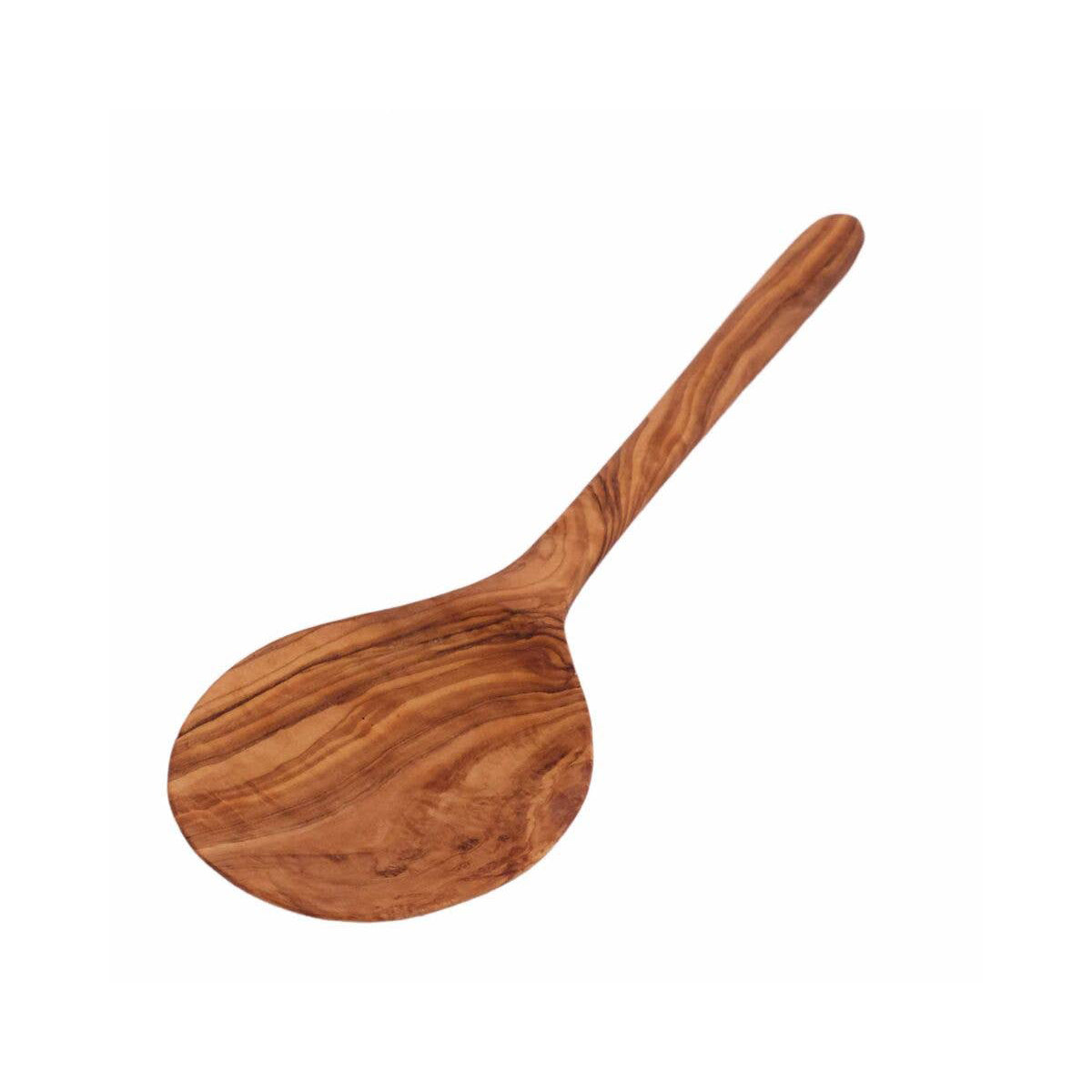 Shallow Olive Wood Round Spoon